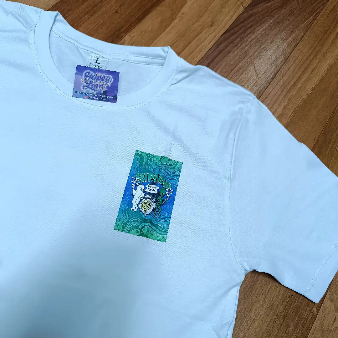 Polo blanco Ripn dip Alien vs cat - Imagen 2