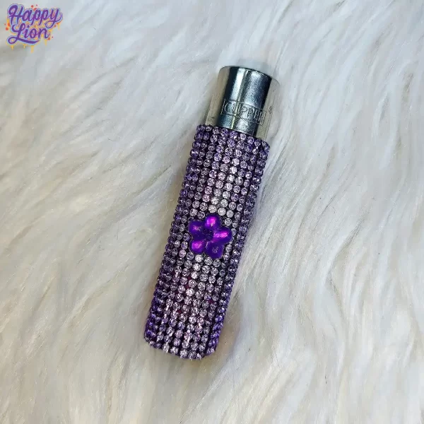 Clipper with purple flower glitter
