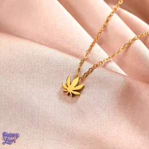 Golden Marijuana Princess Necklace