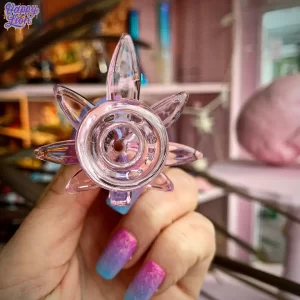 Pink cannabis leaf bowl 14mm macho