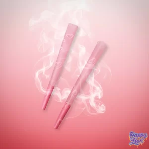 Pre-rolled cones of pink heart Ice cream flavor
