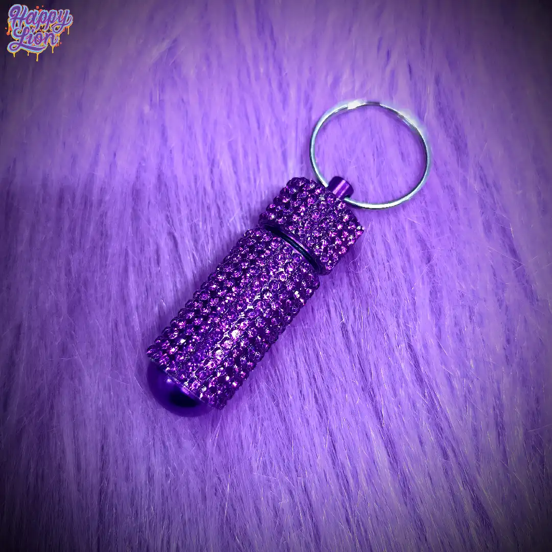 Purple glitter container for teapots