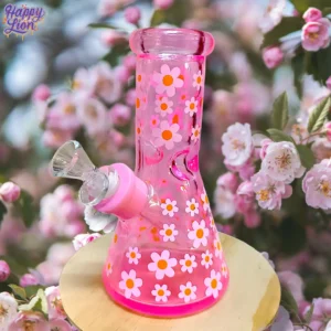 Pink flower beaker bong