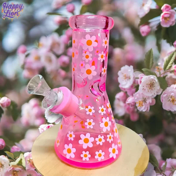 Pink flower beaker bong