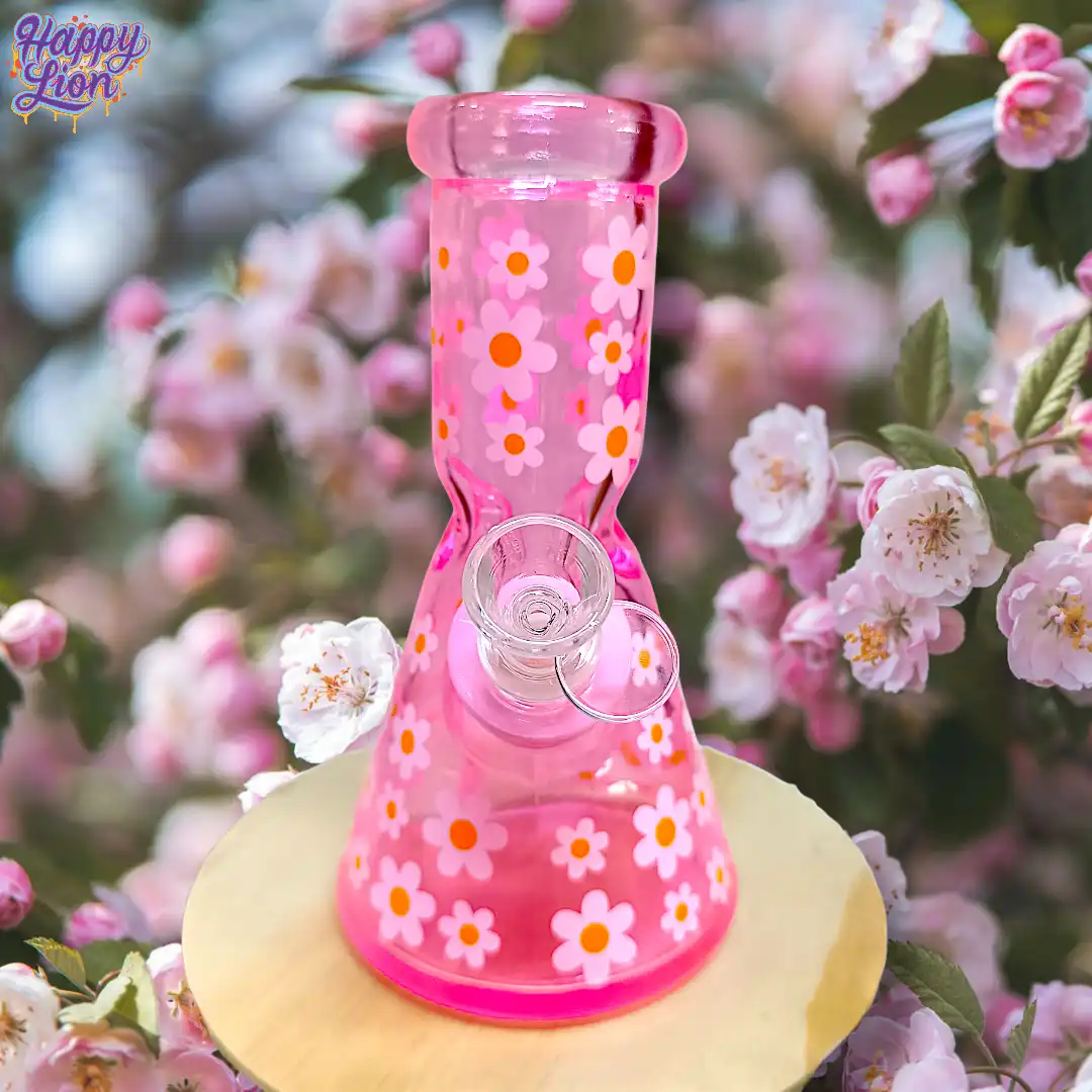Pink flower beaker bong - Imagen 2