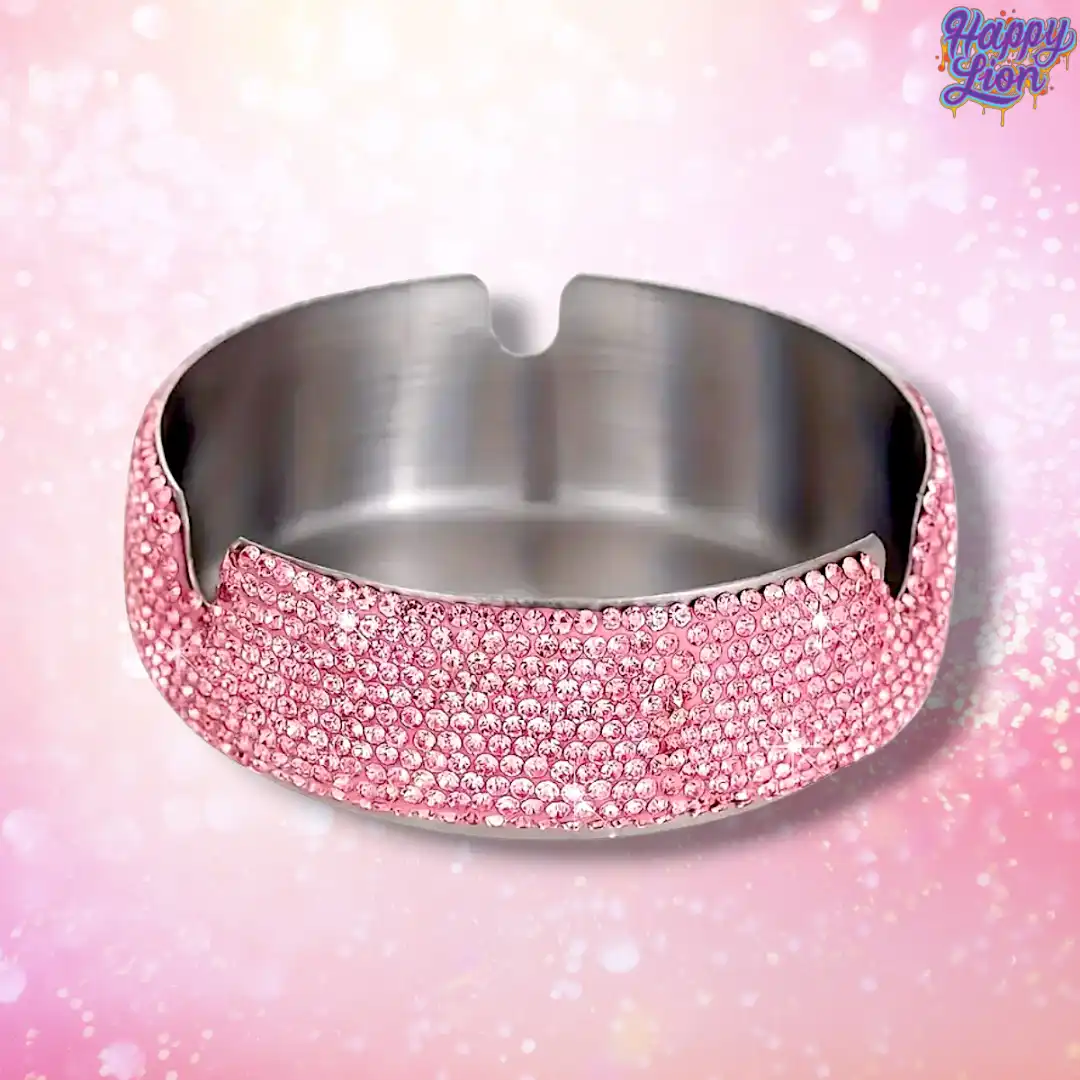 Pink glittery stainless steel ashtray - Imagen 2