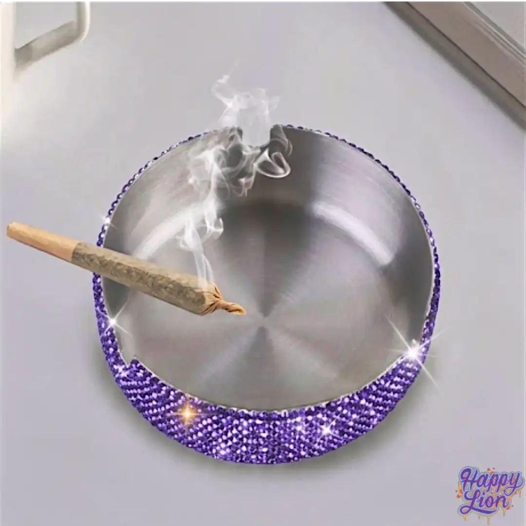 purple glittery stainless steel ashtray